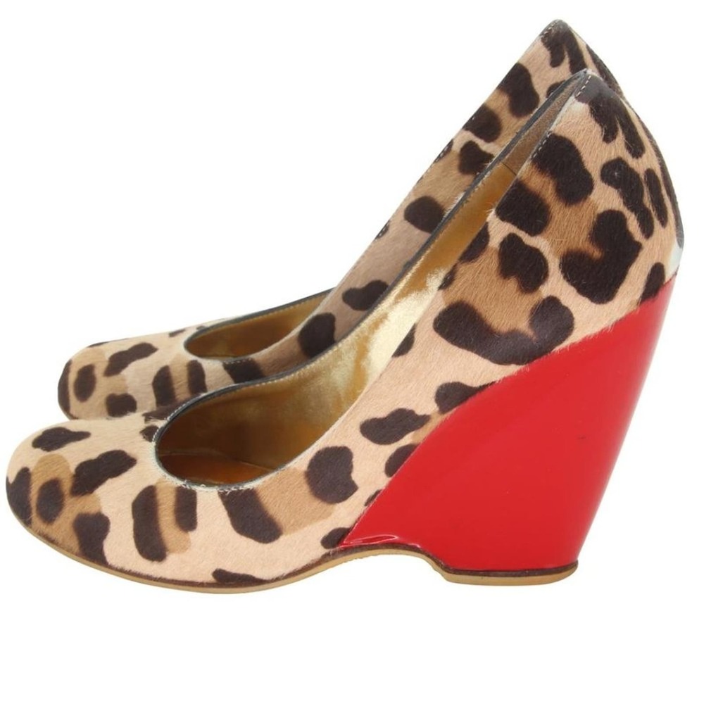 Giuseppe Zanotti Leopard 7/37.5 Patent Leather Print Wedges GZ-0208N-0017